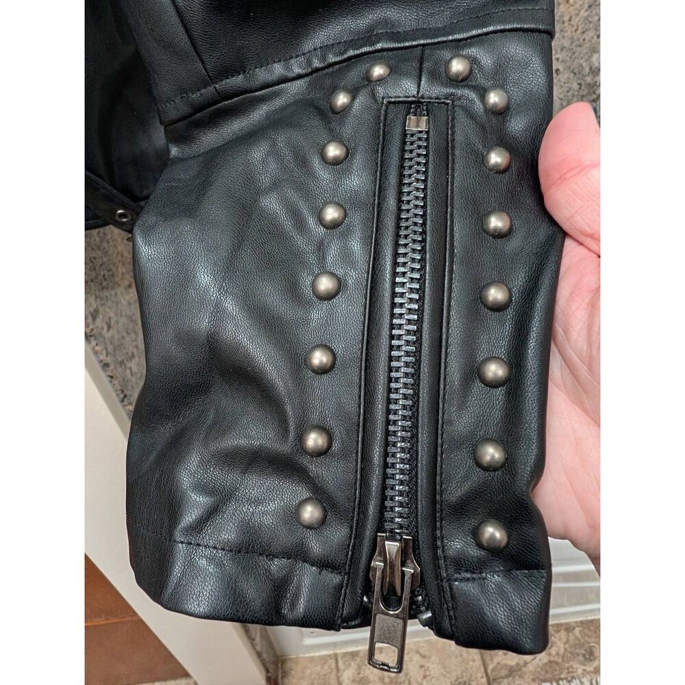 Embroidered Studded Moto Faux Leather Jacket Women's Large Sugarlips - Picture 6 of 16